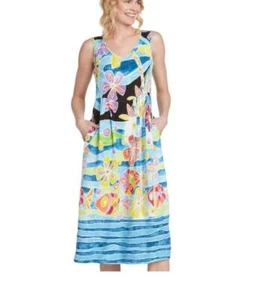 Jams World Janice SunDress Palm Bay Print Pockets XXL Made in USA - Picture 1 of 3