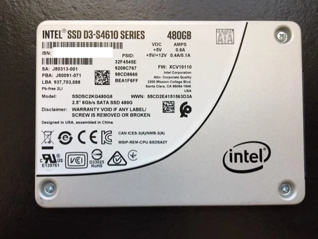 Intel 480GB S4610 Series SSD 2.5''SATA TLC 6Gb/s SSDSC2KG480G8 Solid State Drive - Image 1 of 1