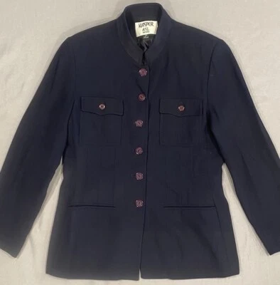 KASPER ASL Petite Women’s Blazer Jacket 8P Blue Rayon Blend Buttons Lined City - Image 1 of 4