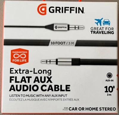Cable de audio auxiliar plano Griffin de 10'  Foto 1 de 2