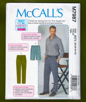 Men's Pants & Shorts Sewing Pattern  Learn to Sew!  (Sizes 36-44) McCalls 7987 - Image 1 of 4