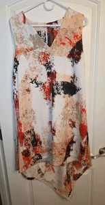 Vestido asimétrico de cambio estampado bar III para mujer, blanco roto rojo negro sin mangas - Imagen 1 de 7