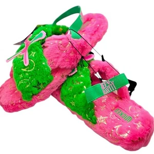 Wicked Fuzzy Slippers Pink and Green ELPHABA GLENDA Womans 9-10 FREE SHIPPING - Picture 1 of 6