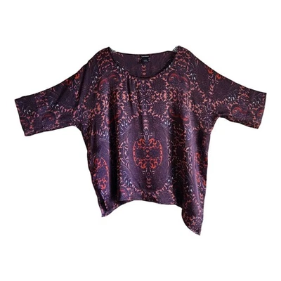 Blusa Top CLUB MONACO Mujer M Seda Manga 1/2 Púrpura Coral Gran Tamaño Lujo 48" Foto 1 de 4