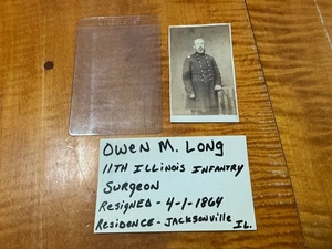 Bürgerkrieg CDV Foto Ausweis Chirurg OWEN M. LONG 11th IL. Infanterie IN UNIFORM SELTEN - Bild 1 von 24