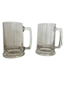Paar 2er Set NAUTISCH GEÄTZT SCHIFF KRUG GLAS BIERKRUG 14 Unzen hoch Segelschiffe - Bild 1 von 11