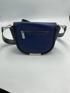 Bandolera Marc By Marc Jacobs Mujer Luna Azul Negro Cuero Solapa Bolso Turnlock - Imagen 1 de 7