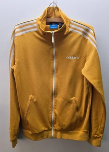 Adidas Originals Beckenbauer Track Jacket Mens Small Yellow 3 Striped Full Zip - Picture 1 of 11