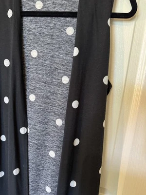 NEW LULAROE Size M Long Vest Black White Pokadot Boho - GIFT!! - Image 1 of 4