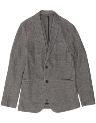 ZARA Mens 2 Button Blazer Jacket UK 38 Medium Navy Blue Check Polyester NJ12 - Image 1 of 3