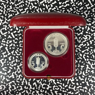 1993 Israel 2x Coin Proof Set Lot#B3035 Silver! With Case & C.O.A. - Image 1 of 4