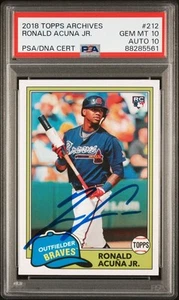 Ronald Acuna Jr Signed 2018 Topps Archives RC Rookie PSA 10 AUTO 10 DUAL GEM MVP - Bild 1 von 2