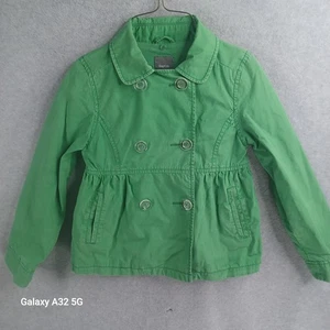 Gap Kids Trenchcoat Girls Size L 10 Emerald Green Double Breasted School Classic - Picture 1 of 19