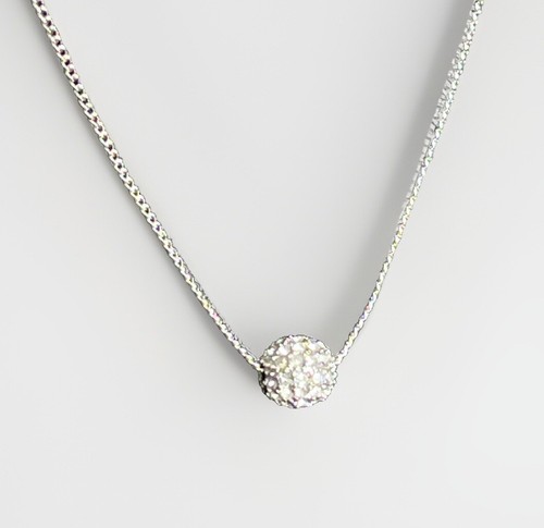 Givenchy Collana con ciondolo sfera pavè di cristallo tono argento regolabile