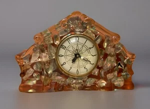 Vintage Lucite Kaminuhr Abalone Seashell Electric Lanshire Uhrwerk - funktioniert - Bild 1 von 14
