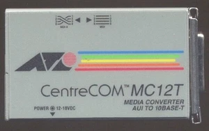 CONVERTIDOR/TRANSCEPTOR DE MEDIOS ALLIED TELESYN CENTERCOM AT-MC12T 10Base-T a AUI - Imagen 1 de 11