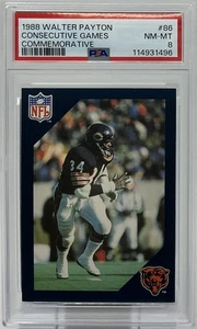Walter Payton PSA 8 -1988 Tribute Set #86 -Bears- “176 Consecutive Games Played” - Picture 1 of 8