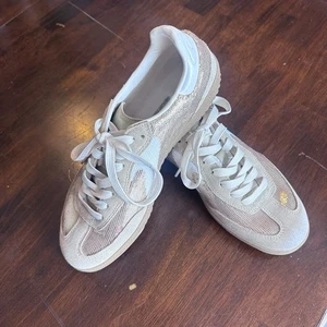 Sketchers Damengröße 8 Schuhe Sneaker Memory Foam beige gold Pailletten ausgefallen - Bild 1 von 11