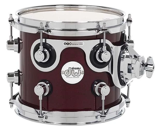 DW Design Series Maple Suspended Tom, 7x8, Cherry Stain Gloss Lacquer w/Chrome - Image 1 of 1