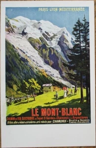 Le Mont-Blanc 1910 Französisches Plakat Kunst Eisenbahn Werbung Postkarte Künstler-signiert - Bild 1 von 1