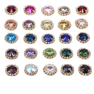 Cuentas redondas para coser en vidrio cristal estrás facetadas doradas joyas botón - Imagen 1 de 29