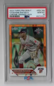 05/25 CEDDANNE RAFAELA 2023 Topps Chrome ORANGE LAVA REFRACTOR PSA 10 - POP 1 - Picture 1 of 1