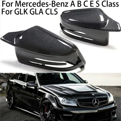 Cubiertas de espejo retrovisor lateral de coche bocina de carbono real para Mercedes Benz W212 W204 W176 W221 Foto 1 de 4