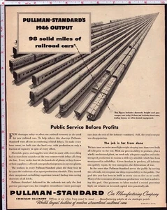 Anuncio impreso vintage 1946 Pullman-Standard Railway - Imagen 1 de 1