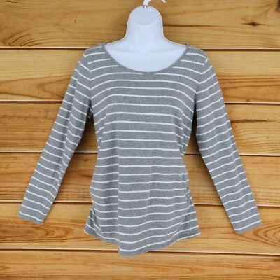 Bump Start by Motherhood Maternity Long Sleeve Shirt M Gray Striped Stretch Soft - Image 1 of 4