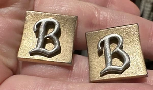 B Monogram Initial Letter Vintage SWANK Cuff Links Gold & Silver Tone MCM - Picture 1 of 7