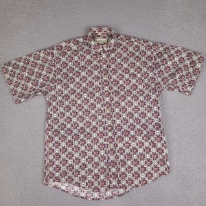 Vintage Natural Issue Shirt Mens Medium Red White Geometric Designer Button Up - Picture 1 of 12