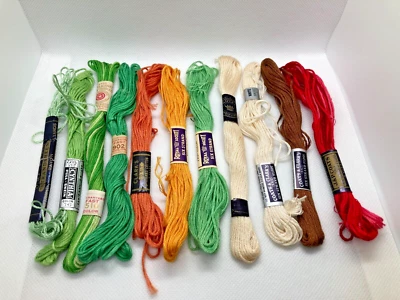 Lot of 11 Vintage Embroidery Floss Thread Skeins- Coats & Clark's, J & P, etc. - Image 1 of 4