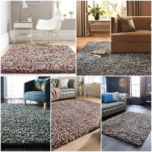 Tubular Pile Shaggy Rug for Living Room Bedroom Soft Plush Hand Woven Wool Rug - Picture 1 of 25