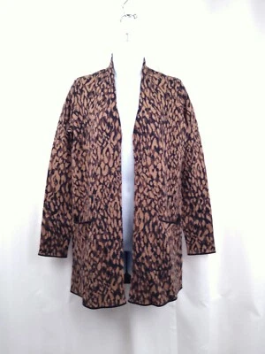 Cárdigan J. McLaughlin 100% Merino Frente Abierto Marrón Estampado Leopardo XS Foto 1 de 4