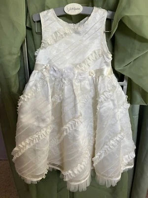 Ivory Fancy Dress 24 Month Toddler worn once Bows and Ruffles  - Image 1 of 4