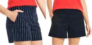 Nautica Women's Mid Rise Midweight Twill Short BLACK, BLUE, RED, VARIOUS Sizes - Picture 1 of 25