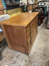 stripped and refinished antique oak printers art drawer cabinet