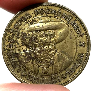 1889 Kaffeehaus Habsburg Andre Hofer Salzburg Messing 29 mm Kaufmannsmedaille - Bild 1 von 2