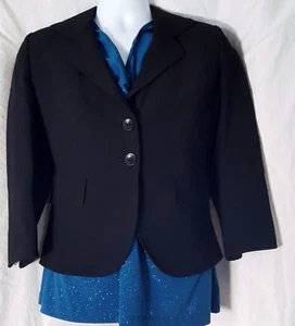 Blazer negro Linda Allard Ellen Tracy talla mediana 8 pequeño 2 botones $448 nuevo con etiquetas - Imagen 1 de 11