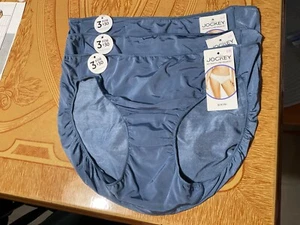 Jockey No Panty Line Promise Blue/Grey Bikini Panties- Set of 3- Size 7-NWT - Picture 1 of 2