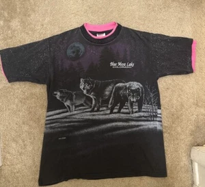 Vintage Wolf AOP Shirt XL Blau Mesa Lake Colorado Moon - Bild 1 von 7