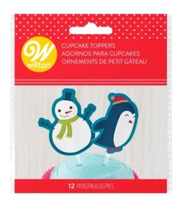 Snowman and Penguin Wilton Cupcake Topper Dessert Picks 12 ct - Picture 1 of 1