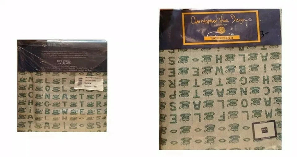 Christopher Vine Design Table Talk Coffee Themed Tablecloth GREEN 90cm BNWT - image 1 of 1