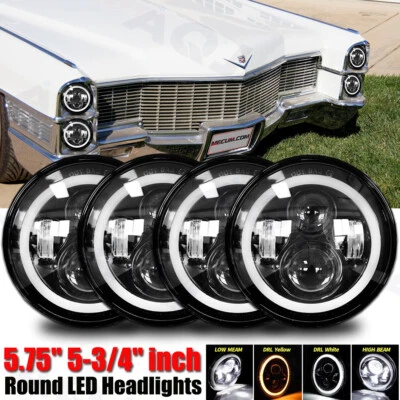 DOT 5.75 5-3/4 Round LED Headlights 4PC Black For Cadillac Calais 1965-1974 - Image 1 of 4