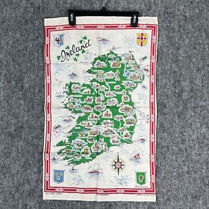 VTG Fast Colours Ireland Tapestry Linen Map Wall Hang Richardsons Souvenir