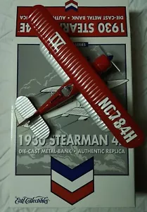 1930 STEARMAN 4E DIE-CAST METAL AIRPLANE BANK COLLECTIBLES CHEVRON Red NIB - Picture 1 of 10
