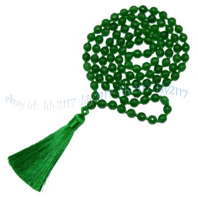 Collar Colgante Borla Mala Budista Tíbet 108 Cuentas de Oración Jade Verde Facetado Foto 1 de 4