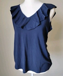 Lilly Pulitzer XS Small Ruffle Tank Top Pima Navy Blue NWOT Alessa Sleeveless - Picture 1 of 4