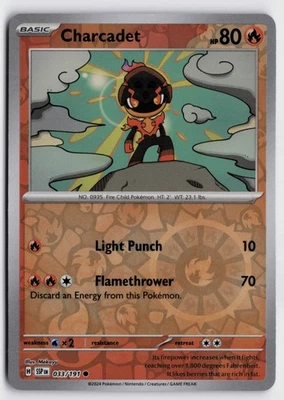 Pokemon Charcadet 033/191 Reverse Holo Common SV08: Surging Sparks NM - Image 1 of 2