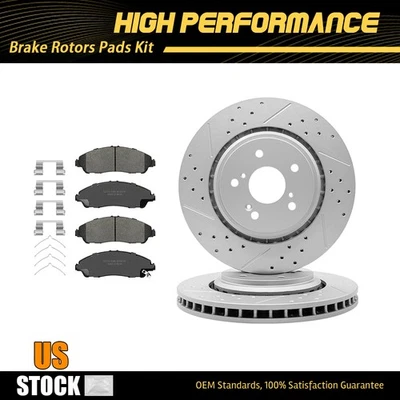 Rotores de freno de disco perforados delanteros + pastillas de cerámica para Acura MDX 2014 2015 2016 Foto 1 de 4